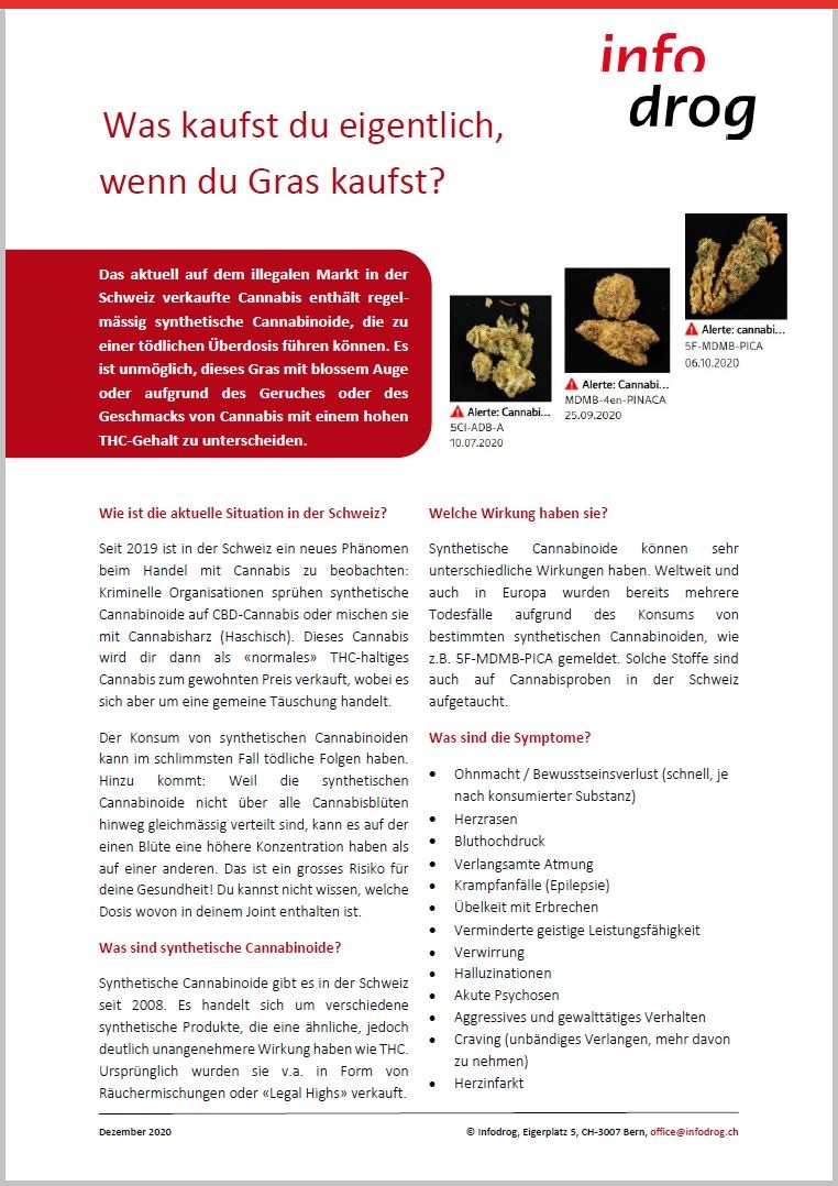 Synthetische Cannabinoide – Factsheet für Konsumierende