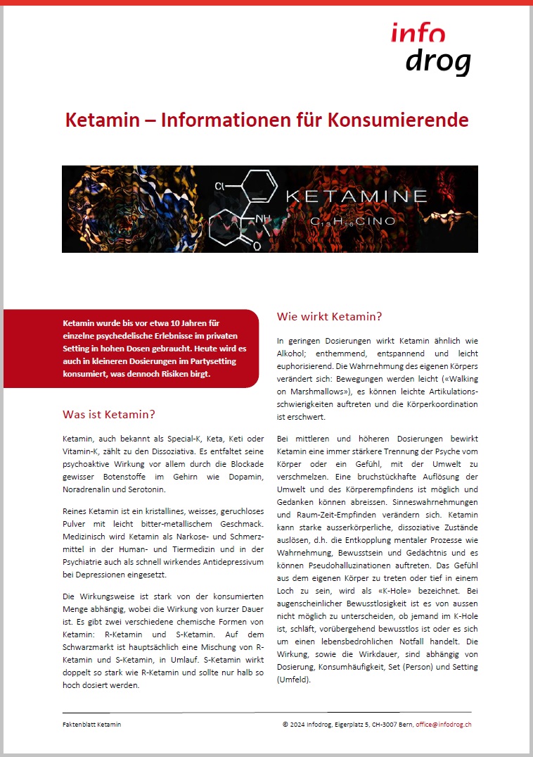 Ketamin – Factsheet für Konsumierende