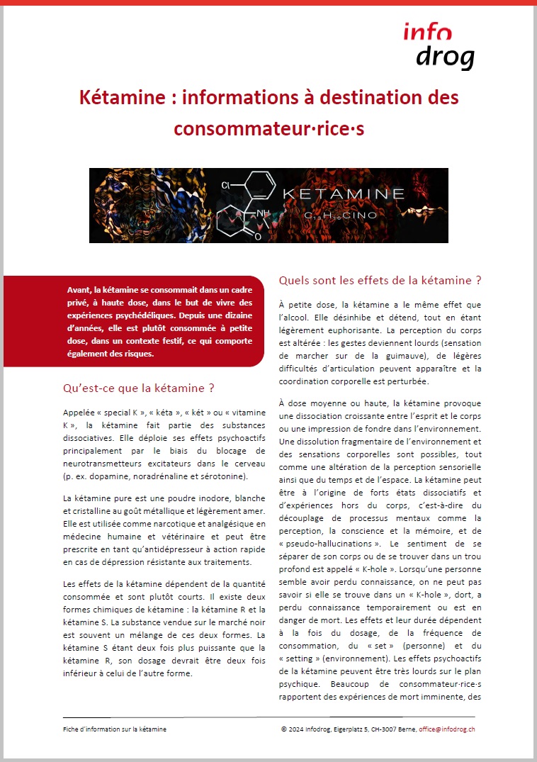 Kétamine – fiche d'information pour consommateur·rice·s